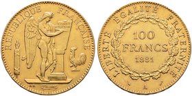 Frankreich-Königreich. Dritte Republik. 100 Francs 1881 -Paris-. Gad. 1137, Fr. 590, Schl. 402. 32,36 g
minimale Kratzer, fast vorzüglich