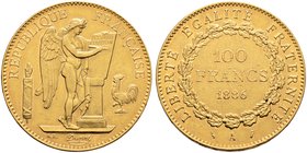 Frankreich-Königreich. Dritte Republik. 100 Francs 1886 -Paris-. Gad. 1137, Fr. 590, Schl. 405. 32,35 g
kleine Kratzer, fast vorzüglich