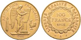 Frankreich-Königreich. Dritte Republik. 100 Francs 1903 -Paris-. Gad. 1137, Fr. 590, Schl. 414. 32,40 g
minimale Kratzer, vorzüglich