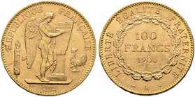 Frankreich-Königreich. Dritte Republik. 100 Francs 1904 -Paris-. Gad. 1137, Fr. 590, Schl. 415. 32,40 g
minimale Kratzer, vorzüglich