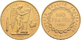 Frankreich-Königreich. Dritte Republik. 100 Francs 1905 -Paris-. Gad. 1137, Fr. 590, Schl. 416. 32,40 g
leichte Kratzer auf dem Avers, vorzüglich-präg...