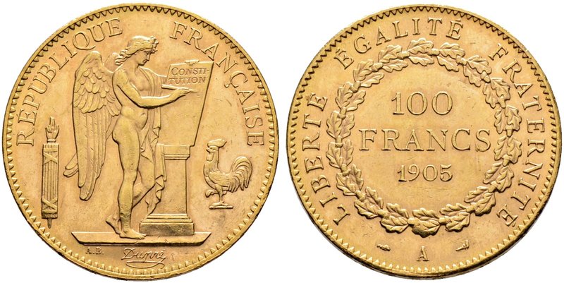 Frankreich-Königreich. Dritte Republik. 100 Francs 1905 -Paris-. Ein zweites Exe...