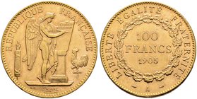 Frankreich-Königreich. Dritte Republik. 100 Francs 1905 -Paris-. Ein zweites Exemplar. Gad. 1137, Fr. 590, Schl. 416. 32,40 g
minimale Kratzer, vorzüg...