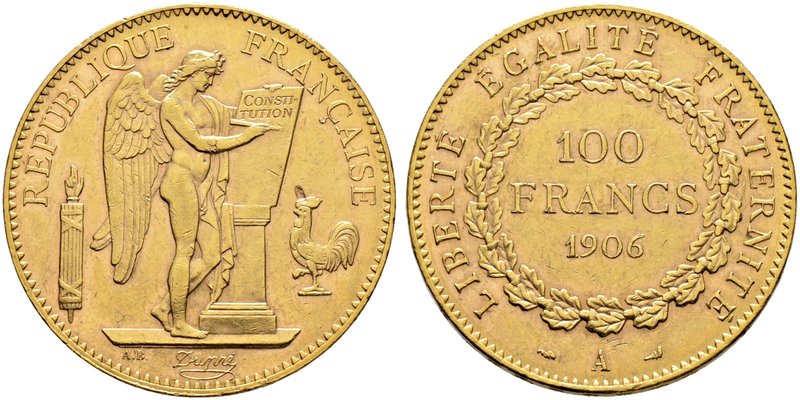 Frankreich-Königreich. Dritte Republik. 100 Francs 1906 -Paris-. Ein zweites Exe...