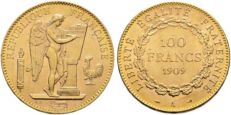 Frankreich-Königreich. Dritte Republik. 100 Francs 1909 -Paris-. Gad. 1137a, Fr....