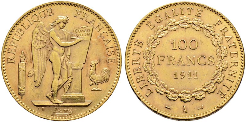 Frankreich-Königreich. Dritte Republik. 100 Francs 1911 -Paris-. Gad. 1137a, Fr....