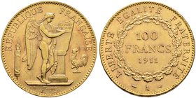 Frankreich-Königreich. Dritte Republik. 100 Francs 1911 -Paris-. Gad. 1137a, Fr. 590, Schl. 422. 32,38 g
kleine Kratzer, vorzüglich