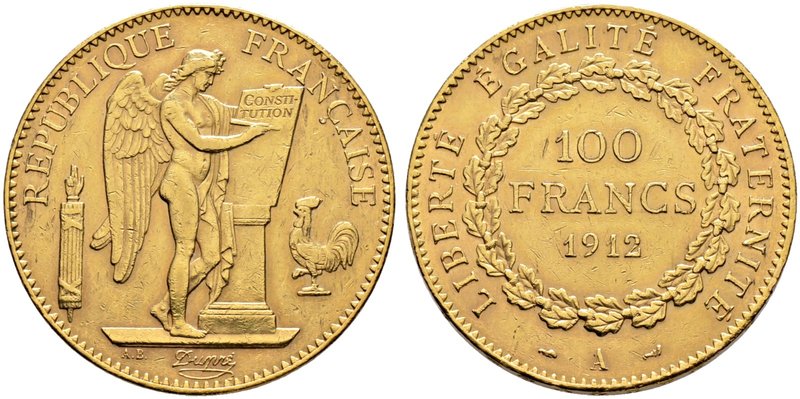 Frankreich-Königreich. Dritte Republik. 100 Francs 1912 -Paris-. Ein zweites Exe...