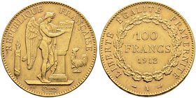 Frankreich-Königreich. Dritte Republik. 100 Francs 1912 -Paris-. Ein zweites Exemplar. Gad. 1137a, Fr. 590, Schl. 423. 32,40 g
kleine Kratzer, sehr sc...