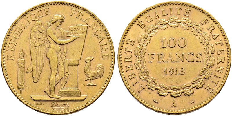 Frankreich-Königreich. Dritte Republik. 100 Francs 1913 -Paris-. Gad. 1137a, Fr....