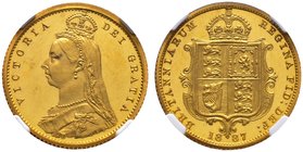 Großbritannien. Victoria 1837-1901. 1/2 Sovereign 1887. Jubilee coinage. Spink 3869, Fr. 393a, Schl. 372. 4,00 g. Auflage: nur 797 Exemplare. In Plast...
