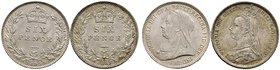 Großbritannien. Victoria 1837-1901. Lot (2 Stücke): Six Pence 1893. Old veiled bust sowie 1887. Jubilee head. Spink 3929, 3941.
vorzüglich, vorzüglich...
