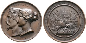 Großbritannien. Victoria 1837-1901. Große Bronzemedaille 1854 von Hart, auf das Bündnis von Frankreich und England mit dem Osmani­schen Reich im Krimk...