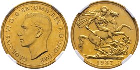 Großbritannien. George VI. 1937-1953. 2 Pounds 1937. Spink 4075, Fr. 410, Schl. 655. 16,05 g. Auflage: 5.501 Exemplare. In Plastikholder der NGC (slap...