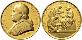 Italien-Kirchenstaat (Vatikan). Pius IX. 1846-1878. Goldmedaille im Gewicht zu 15 Dukaten 1862 (AN XVII) von C. Voigt, auf die Wiedereinführung des "P...