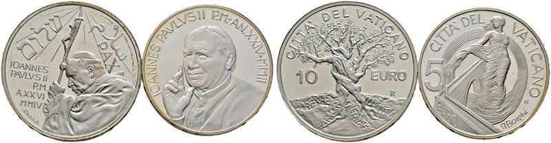 Italien-Kirchenstaat (Vatikan). Johannes Paul II. 1978-2005. Set (2 Stücke): Sil...