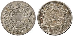 Japan. Mutsuhito - Periode Meiji 1868-1912. 10 Sen Meiji 3 (1870). Y. 2, Jap.Coinage U 1.
feine Patina, vorzüglich-Stempelglanz