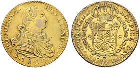 Mexiko. unter spanischer Herrschaft. 2 Escudos 1800 -Mexiko-City-. (FM). PLATIN-vergoldet. Fr. 45 (in Gold), CCT 343 (in Gold), Schl. 33.2, Fuchs - vg...