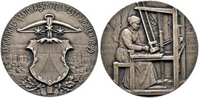 Schweiz-Eidgenossenschaft. Mattierte Silbermedaille 1899 von F. Homberg, auf das Aargauische Kantonalschützenfest in WOHLEN. Stadtschild vor Armbrust,...