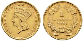 USA. Golddollar 1873 Indian Head Type 3. Open three. KM 86, Fr. 94. 1,67 g
kleine Kratzer, sehr schön-vorzüglich