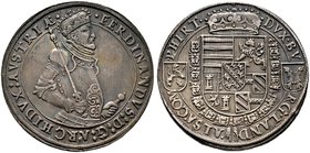 Haus Habsburg. Erzherzog Ferdinand 1564-1595. Taler o.J. -Ensisheim-. Jüngere Gesichtszüge. MT 572 vgl., Dav. 8088 var., Voglh. 84/2 var., Klemesch 95...