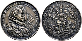 Haus Habsburg. Matthias 1608-1619. Silbermedaille o.J. (1612) von Christian Maler (Nürnberg), auf die Kaiserwahl. Brustbilder des Kaisers und seiner G...