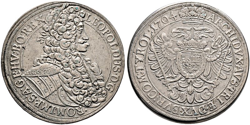 Haus Habsburg. Leopold I. 1657-1705. Taler 1704 -Wien-. Her. 603, Dav. 1001, Vog...