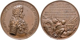 Haus Habsburg. Leopold I. 1657-1705. Bronzemedaille 1683 von P.H. Müller, auf Ernst Rüdiger Graf Starhemberg und den Entsatz der Stadt Wien aus türkis...
