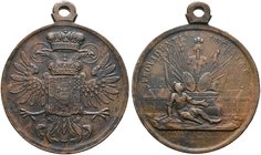 Haus Habsburg. Maria Theresia 1740-1780. Tragbare Bronzemedaille 1750 unsigniert, auf die Gründung oder Erweiterung eines Militär- und Invalidenhauses...