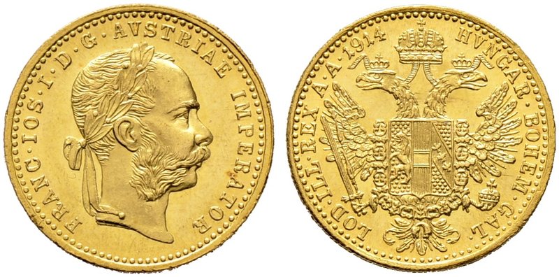 Haus Österreich. Franz Josef I., Kaiser von Österreich 1848-1916. Dukat 1914. He...