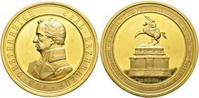 Haus Österreich. Goldmedaille zu 40 Dukaten. 1860 von C. Radnitzky, auf die Einweihung des Erzherzog- Karl- Denkmals in Wien. Uniformiertes Brustbild ...