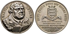 Böhmen-Asch (As)-Stadt. Silbermedaille 1933 mit Signatur E.A.A., auf die 450. Geburtstagsfeier des Reformators Martin Luther in Asch (Norwestböhmen in...