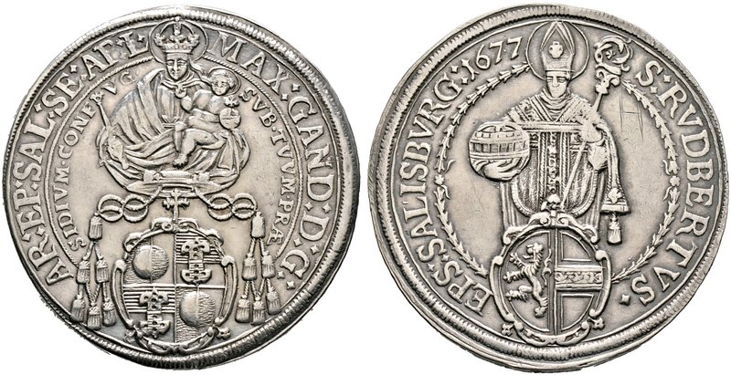Salzburg, Erzbistum. Max Gandolph von Küenburg 1668-1687. Taler 1677. Zöttl 2000...