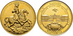 Baden-Baden. Ludwig Wilhelm 1677-1707. Goldmedaille 1955 unsigniert, auf den 300. Geburtstag des Markgrafen und den Frieden von Rastatt. Der "Türkenlo...