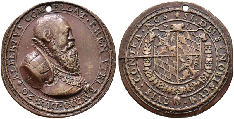 Bayern. Albrecht V. der Großmütige 1550-1579. Bronzemedaille 1570 unsigniert (wa...