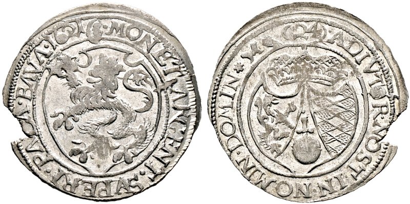 Bayern. Maximilian I. als Herzog 1598-1623. Kipper-6 Bätzner zu 24 Kreuzer 1621 ...