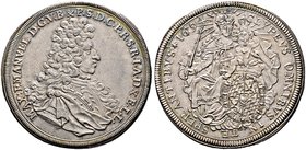Bayern. Maximilian II. Emanuel 1679-1726. Taler 1694 -München-. Geharnischtes Brustbild mit Allonge­perücke nach rechts / Madonna mit dem Kinde throne...