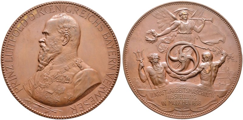 Bayern. Luitpold, Prinzregent 1911. Bronzemedaille 1898 von A. Börsch, auf die 2...