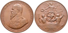 Bayern. Luitpold, Prinzregent 1911. Bronzemedaille 1898 von A. Börsch, auf die 2. Kraft- und Arbeits- maschinen-Ausstellung in München. Brustbild mit ...