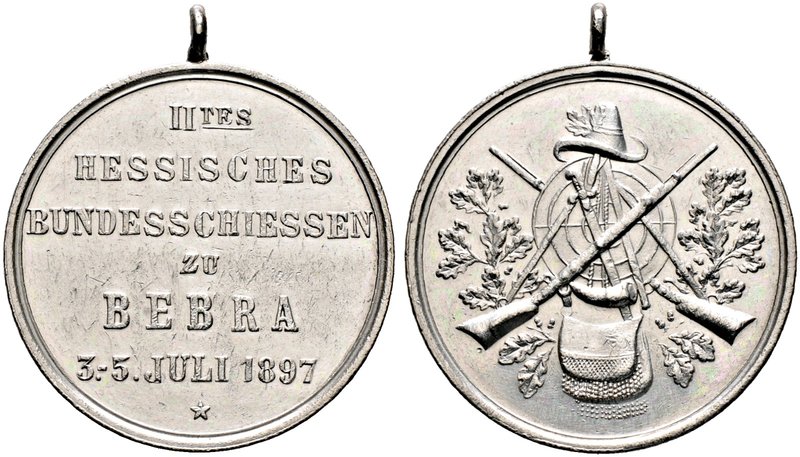 Bebra (Hessen), Stadt. Tragbare, versilberte Bronzemedaille 1897 unsigniert, auf...