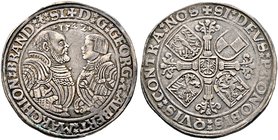 Brandenburg-Franken. Georg und Albrecht (IV. von Kulmbach, gen. Alcibiades) 1527-1543. Taler 1542 -Schwabach-. v.Schr. 705, Slg. Wilm. 447, Dav. 8967,...