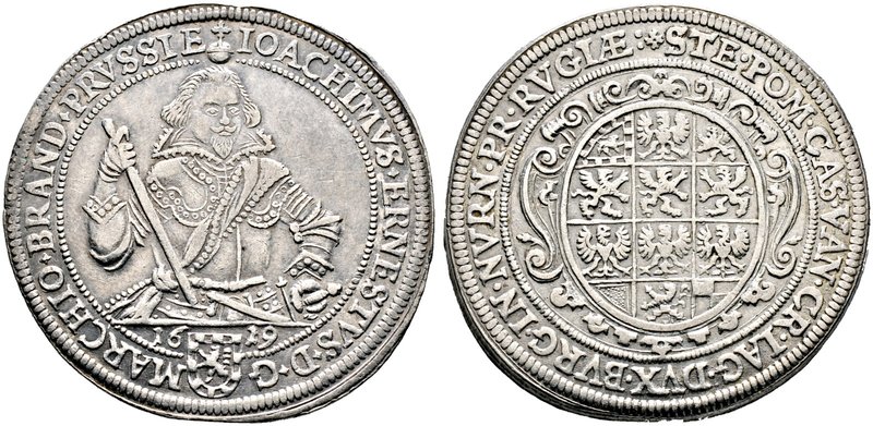 Brandenburg-Ansbach. Joachim Ernst 1603-1625. Taler 1619 (aus 1609 im Stempel ge...