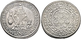 Brandenburg-Ansbach. Joachim Ernst 1603-1625. Taler 1619 (aus 1609 im Stempel geändert) -Fürth-. Hüftbild im Harnisch mit Kommandostab von vorn / Mehr...