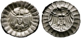 Brandenburg-Preußen. Joachim I., allein 1499-1535. Hohlpfennig -Salzwedel-. Links blickender Adler mit Zepterschild auf der Brust im Strahlenrand. Bah...