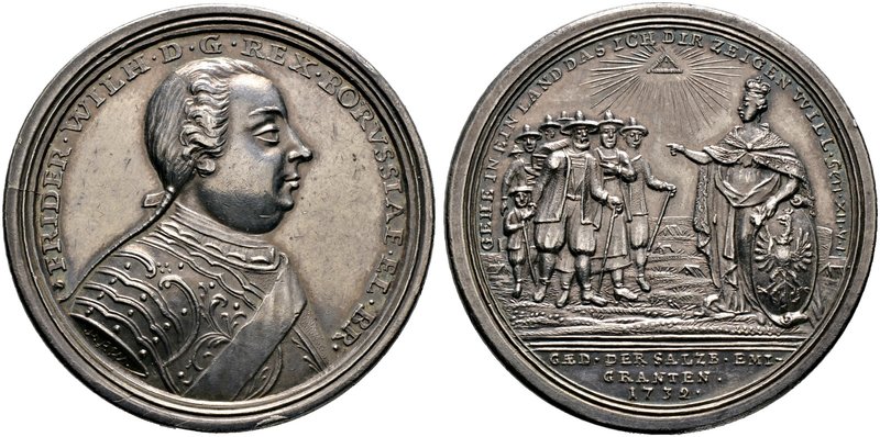 Brandenburg-Preußen. Friedrich Wilhelm I. 1713-1740. Silbermedaille 1732 von P.P...