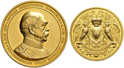 Brandenburg-Preußen. Wilhelm I. 1861-1888. Goldmedaille 1885 von K. Schwenzer, auf das 50-jährige Amtsjubiläum des Reichskanzlers Otto Fürst von Bisma...