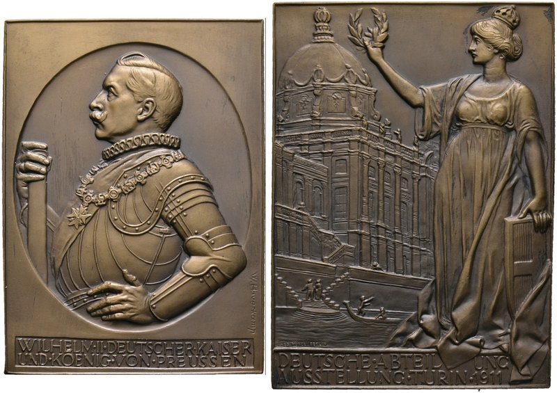 Brandenburg-Preußen. Wilhelm II. 1888-1918. Bronzeplakette 1911 von W. Haverkamp...