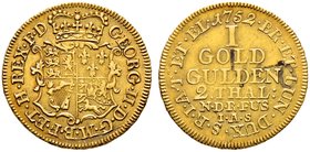 Braunschweig-Calenberg-Hannover. Georg II. 1727-1760. Goldgulden zu 2 Taler 1752 -Hannover-. Welter 2520, Fiala -, Fr. 611. 3,23 g 
sehr schön-vorzügl...