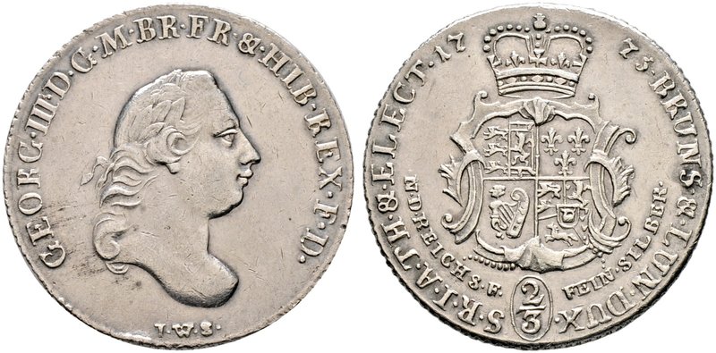Braunschweig-Calenberg-Hannover. Georg III. 1760-1820. 2/3 Taler 1773 -Clausthal...