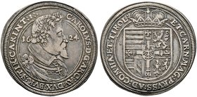 Deutscher Orden. Karl Erzherzog von Österreich 1618-1624. Taler 1624 -Nürnberg-. Brustbild nach rechts, zu den Seiten die geteilte Jahreszahl / Gekrön...
